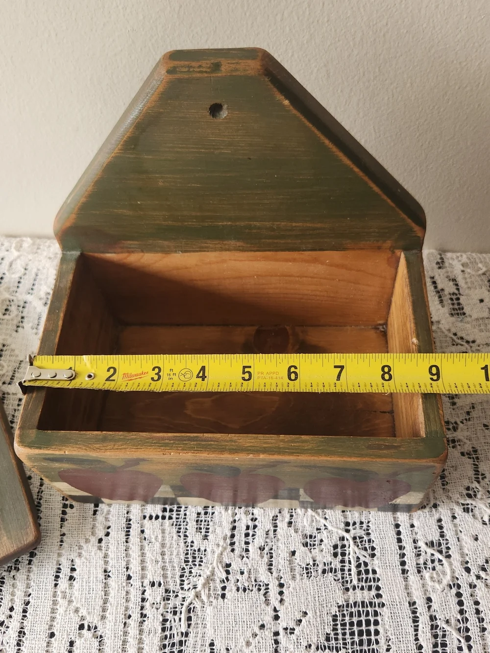Farmhouse Hand-Painted Rustic Apple Wall Shelf Box - Green and Red